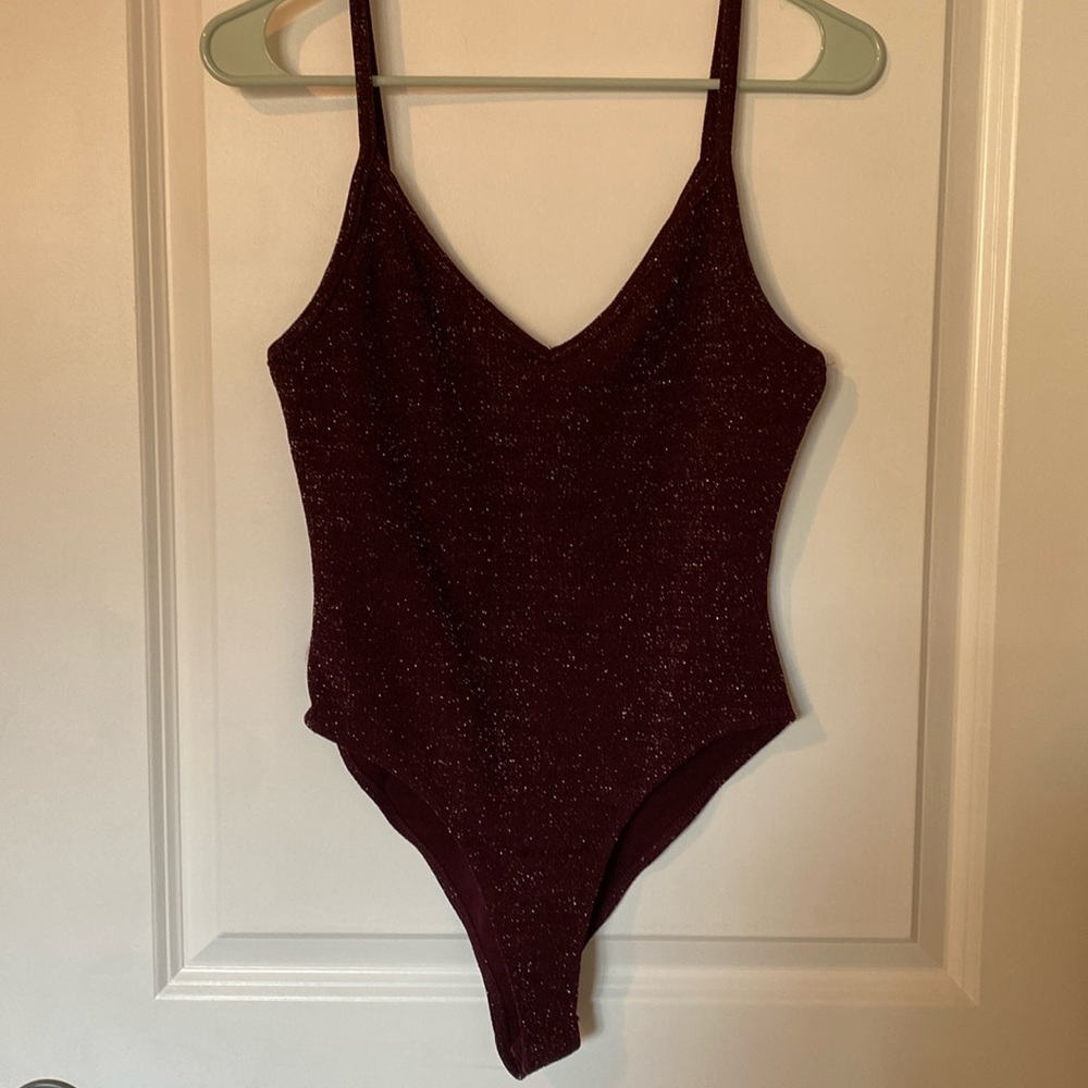 Maroon Sparkly Bodysuit